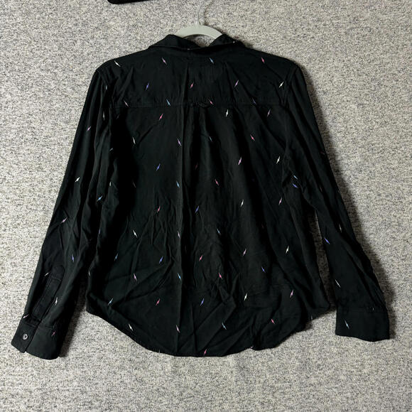 Rails Women's Size XS Black Lightning Print Long Sleeve Button Up Shirt - Picture 2 of 10